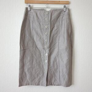 Yuvita Linens Women's Button Front Pencil Skirt Size 6 Lagenlook Artsy Neutrals